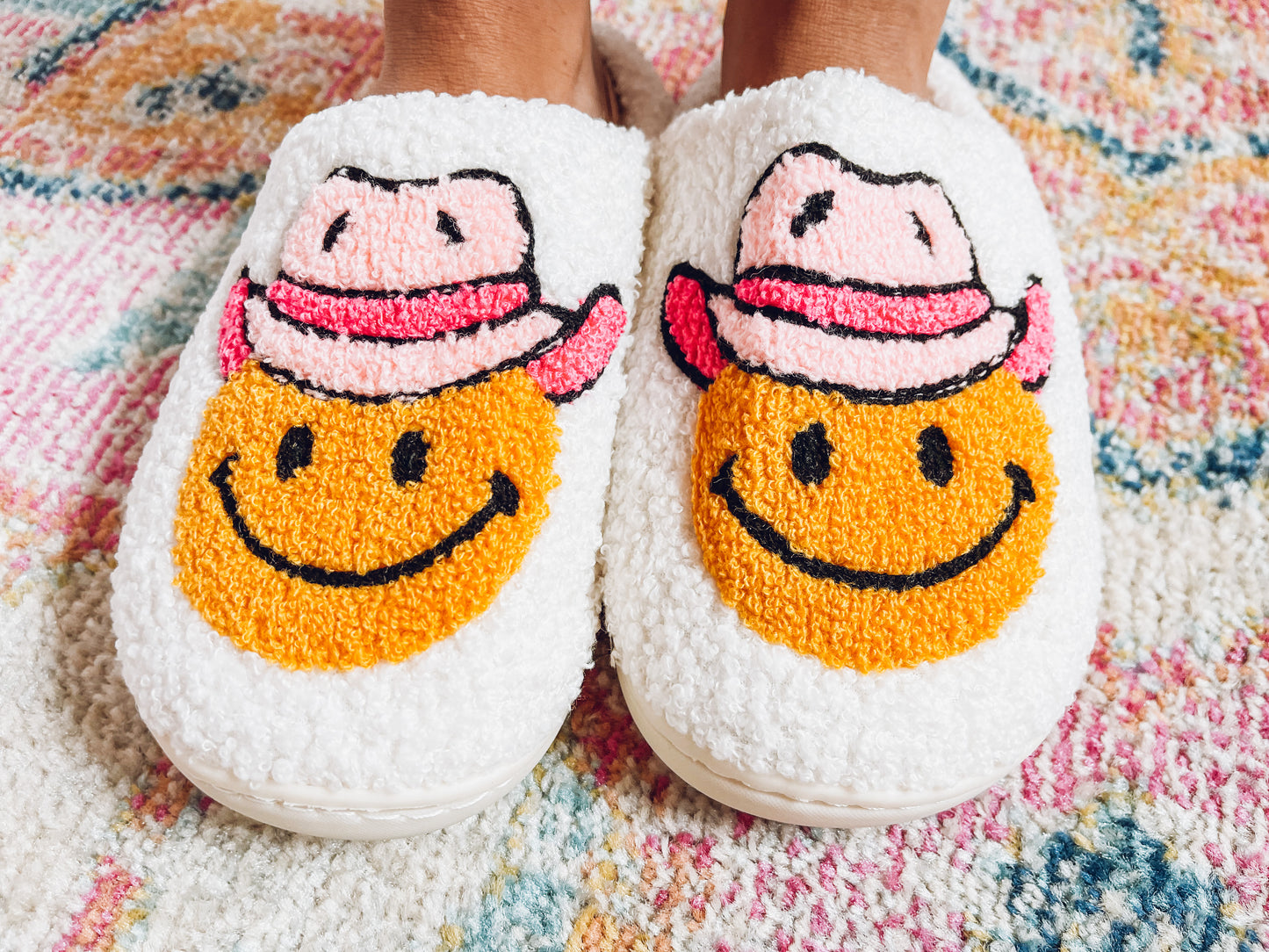 Cowgirl Smiley Face Slippers